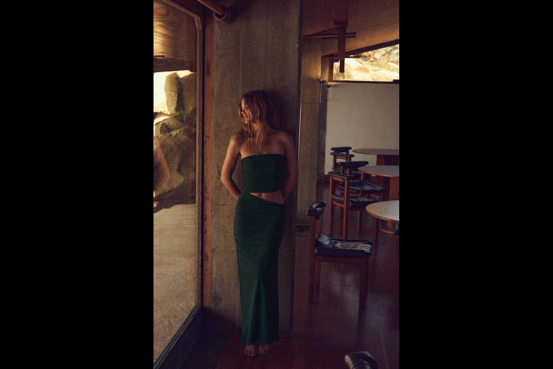 Vestido cut out drapeado